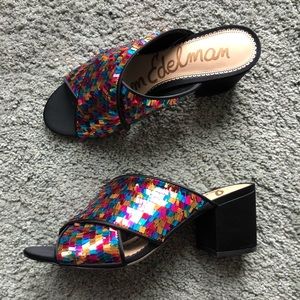 Sam Edelman block heel sandals with sequins